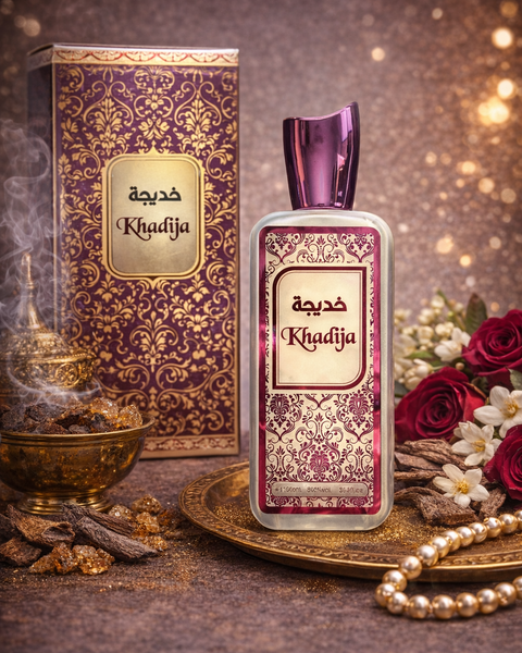 Khadija Water Perfume – Patchouli, Oud & Black Musk | Alcohol-Free Woody Oriental Fragrance