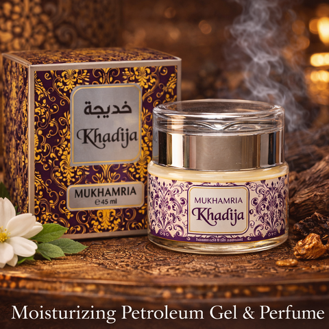 Mukhamria Khadija Hydrating Skin Moisturizer 45ml – Patchouli, Oud & Black Musk Petroleum Gel