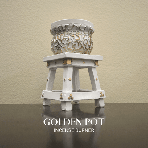 Golden Pot Incense Burner - White Gold - HSA Perfumes