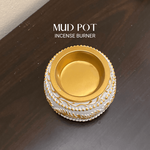 MUD POT Incense Burner - White Gold - HSA Perfumes