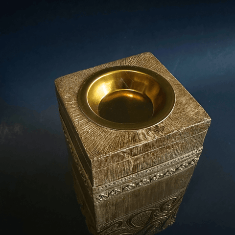 Wooden Block Incense Burner Incense Burner - Gold Calligraphy - HSA Perfumes